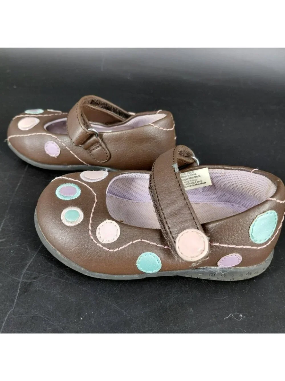 Jumping Beans Shoes Girls Size 5 Brown Mary Jane Flats Polka Dot Toddler